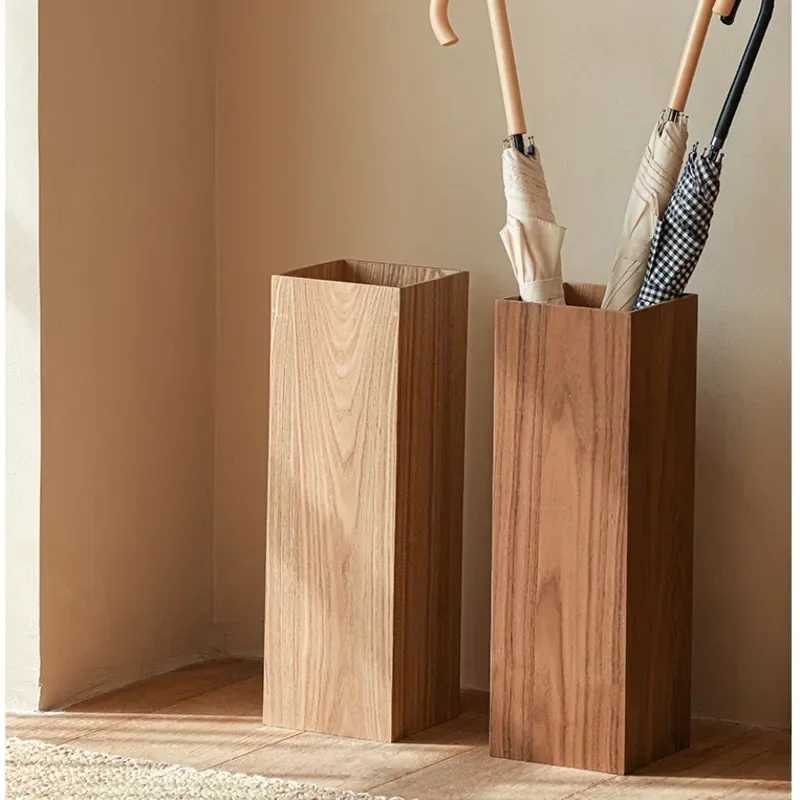 Japanese Style Home Parasol Holder Solid Wood Square Umbrella Stand Hotel Lobby Umbrella Rack Stable Load-bearing Parasol Stand
