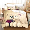 Cartoon Bears Bedding Set Cute Comforter Sheets And Pillowcases 220x240 Size Simple Bedclothes For Children Lovers 1