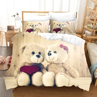 Cartoon Bears Bedding Set Cute Comforter Sheets And Pillowcases 220x240 Size Simple Bedclothes For Children Lovers 1