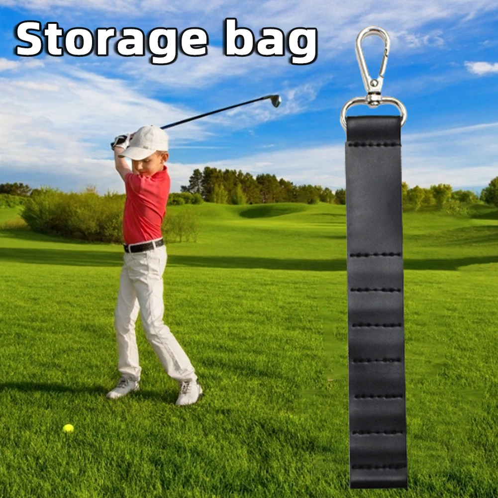 

Black Golf Tee Holder 7 Tee Holes Keychain Golf Tee Putter Golf Accessory PU Leather Golf Tees Holder Easy To Hang Organizer