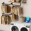 Wall Mounted Clothes Rack, 31.5in Industrial Pipe Wall Mount Clothing Rack, Space Saver Hanging Pipe Clothes Rack 4