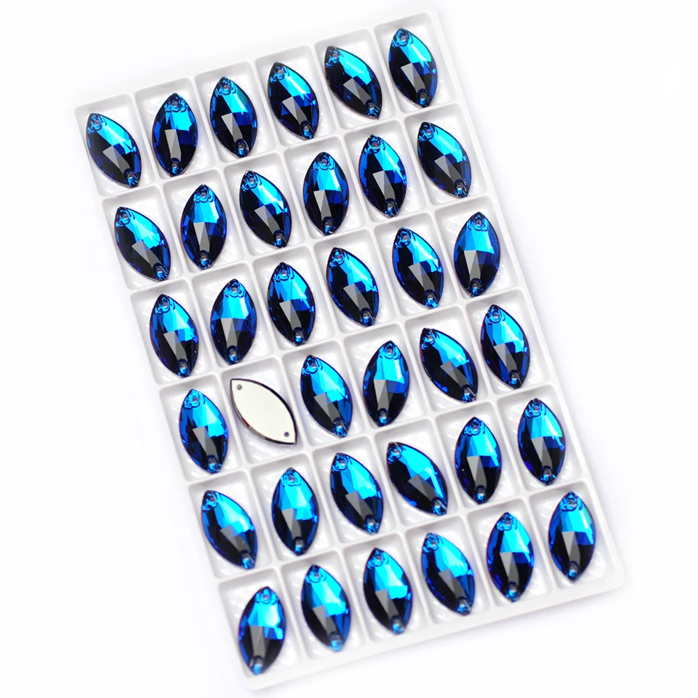 PUBRILEX K9 glasgenähte Strasssteine, Navette-Edelsteine, flache Rückseite, zum Aufnähen von Kristallen, Steinen für Handarbeiten, Taschen, Kleiderzubehör – Detail 6