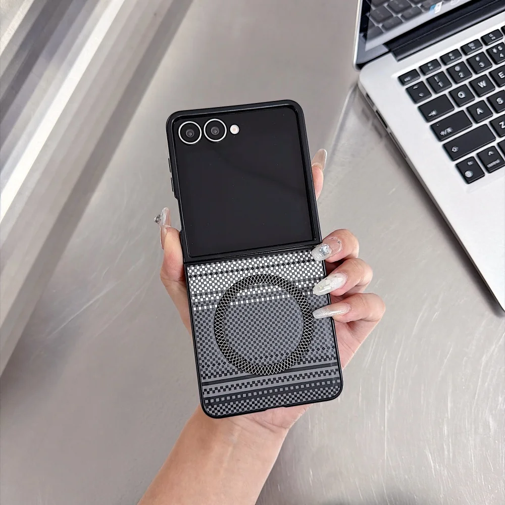 Woven Texture Color Block Magnetic Wireless Charging Case