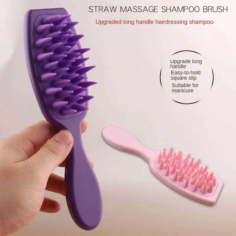 Silicone Head Scalp Massage Straight Comb Hair Washing Wide Teeth Clean Wet Dry Shampoo Brush Salon Styling Tools Hairdressing dog chew toy food dispenser clean teeth natural rubber pet toy interactive dog puzzle toys large dog toys leaky food toy