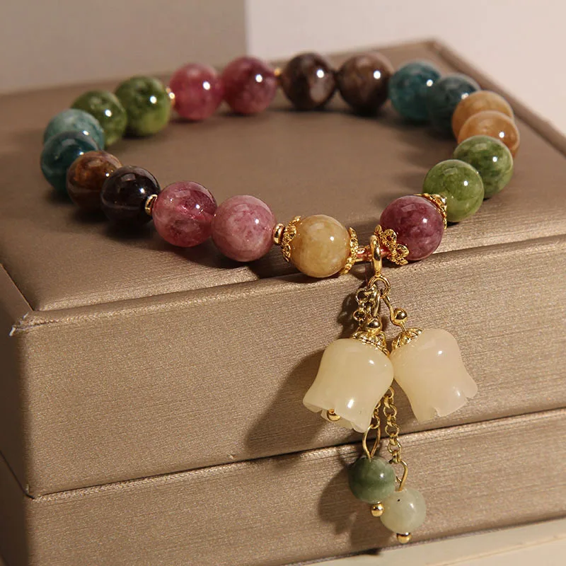 Beaded Orchid Pendant Bracelets for Women Girls Jewelry Gifts