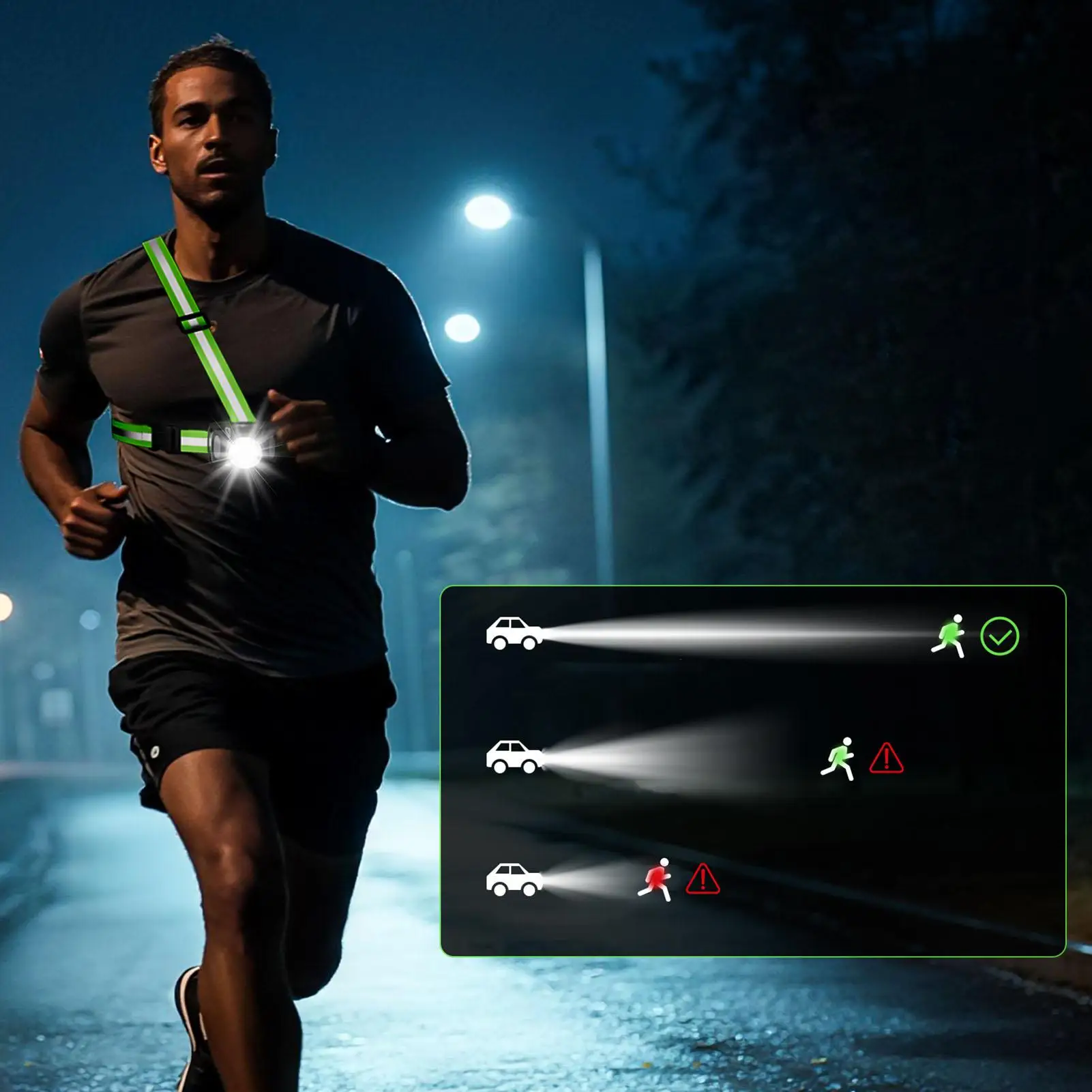 Brust-Laufleuchte 1000LM, Verstellbare LED-Lampe Wasserdichte Stirnlampe für Nachtsicherheit, Wandern Radfahren Camping Arbeit Joggen – Detail 6