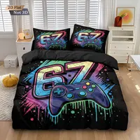 Ensemble de 3 housses de couette imprimées style graffiti 67, 67 éléments, manette de jeu, plusieurs tailles, décoration de literie, doux, lavable en machine 4