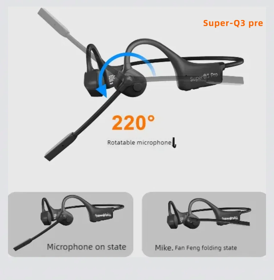 Knochenschallkopfhörer, kabelloses Bluetooth-Headset, Gaming-Kopfhörer, Schnellladefunktion, Arbeitskopfhörer mit Mikrofon_voghion.com