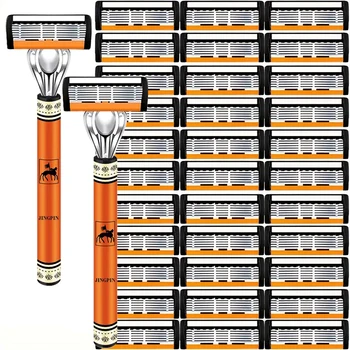 Ensemble de rasoir de sécurité à 6 couches pour hommes, rasoir tranchant en acier inoxydable de haute qualité, lame de tête de rasoir modifiable ﻿ 1