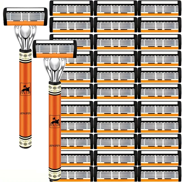 6-Layers Safety Razor Set High Quality Men Razor Sharp Stainless Steel Shaving Changeable Shaver Head Blade  1