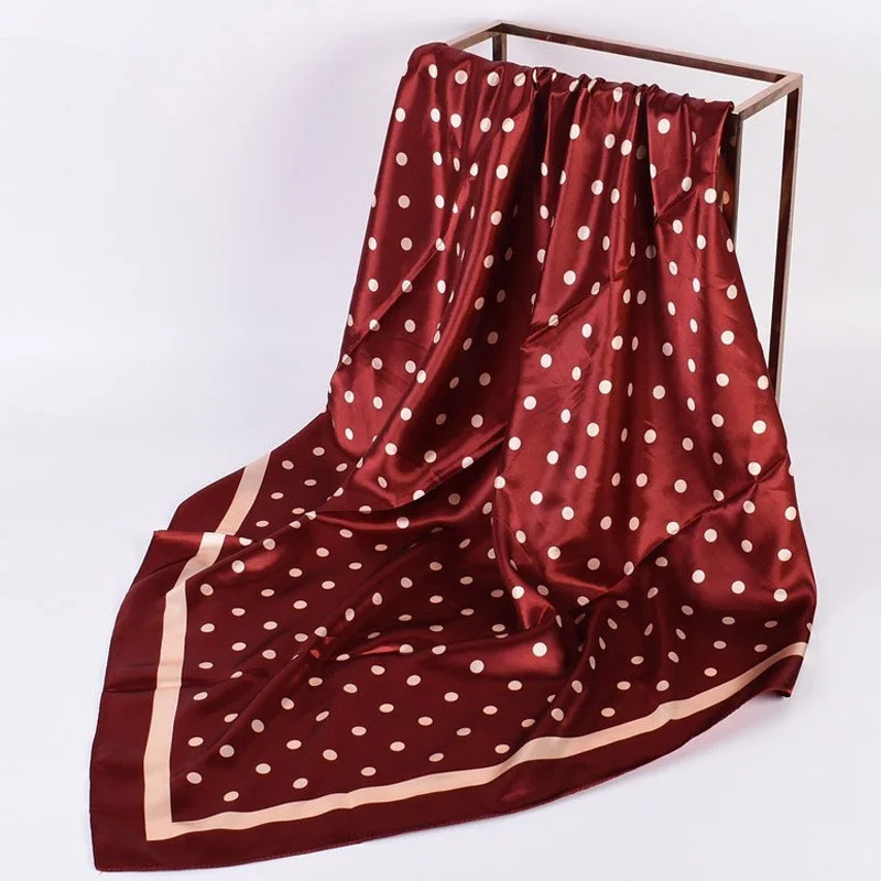 Luxurious Women's Silk Satin Square Scarf - Elegant 90×90cm Neckerchief & Hair Accessory