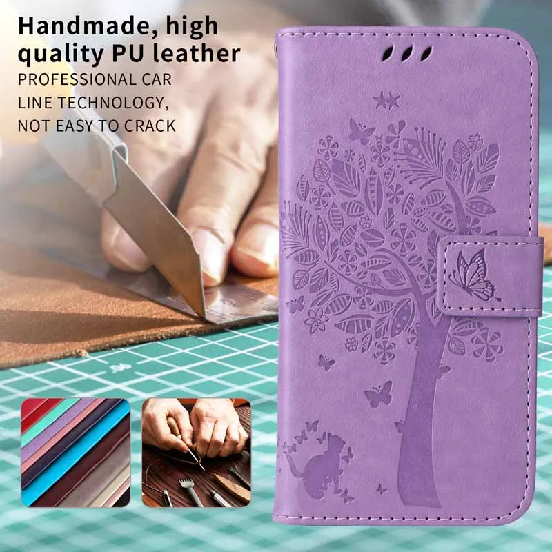 Leather Magnetic Flip Wallet Phone Case with Card Slot and Holder
