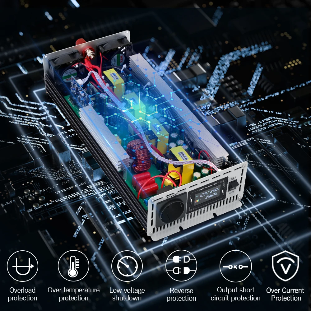 FDIK 인버터 12V 24V 220V 순수 사인파 인버터 5000W 60HZ 컬러 스크린 디스플레이 RV 및 캠핑에 대 한 태양 광 전력 변환기