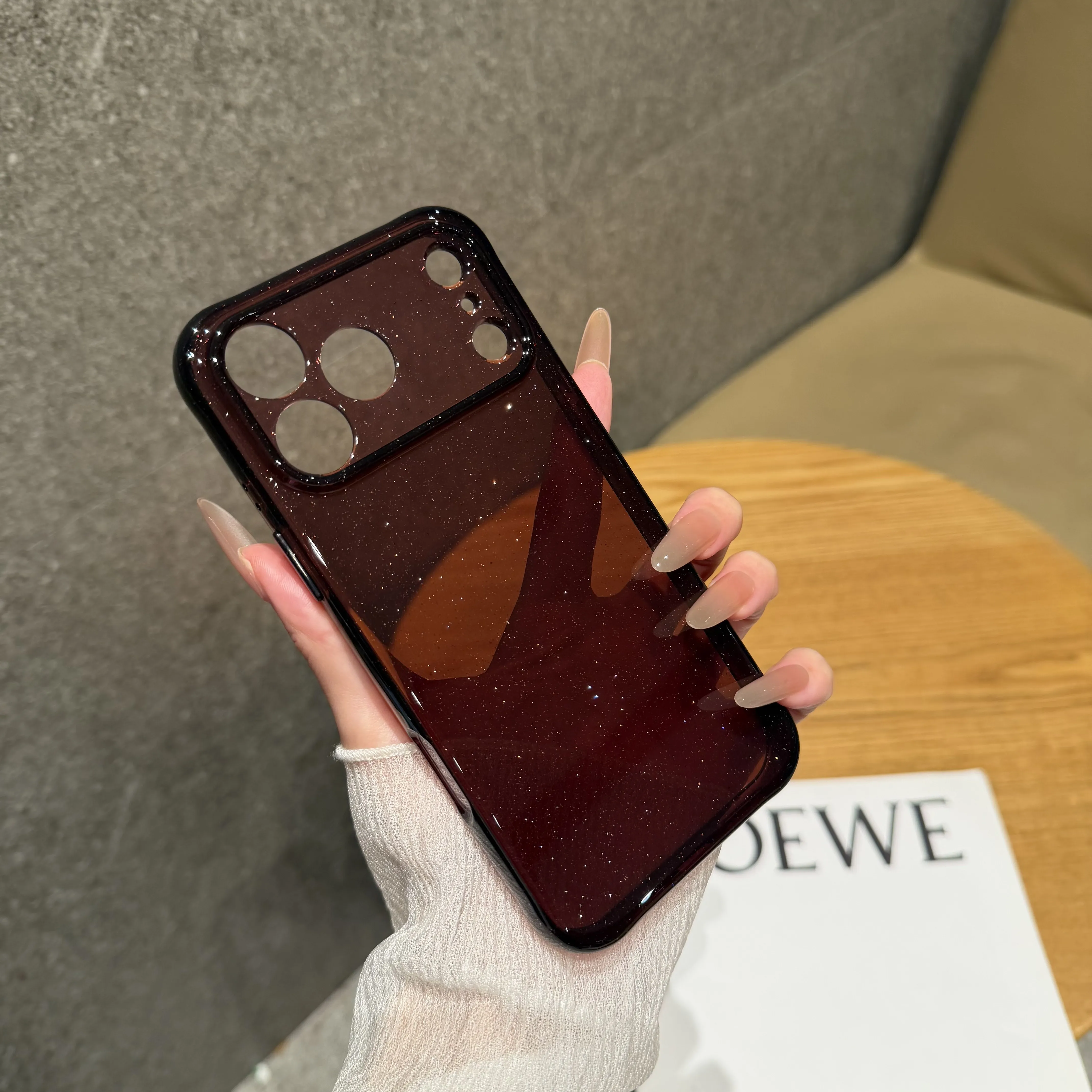 Sparkling Glitter Hybrid Protective Case with Transparent Lens Shield and Soft Bumper Cover