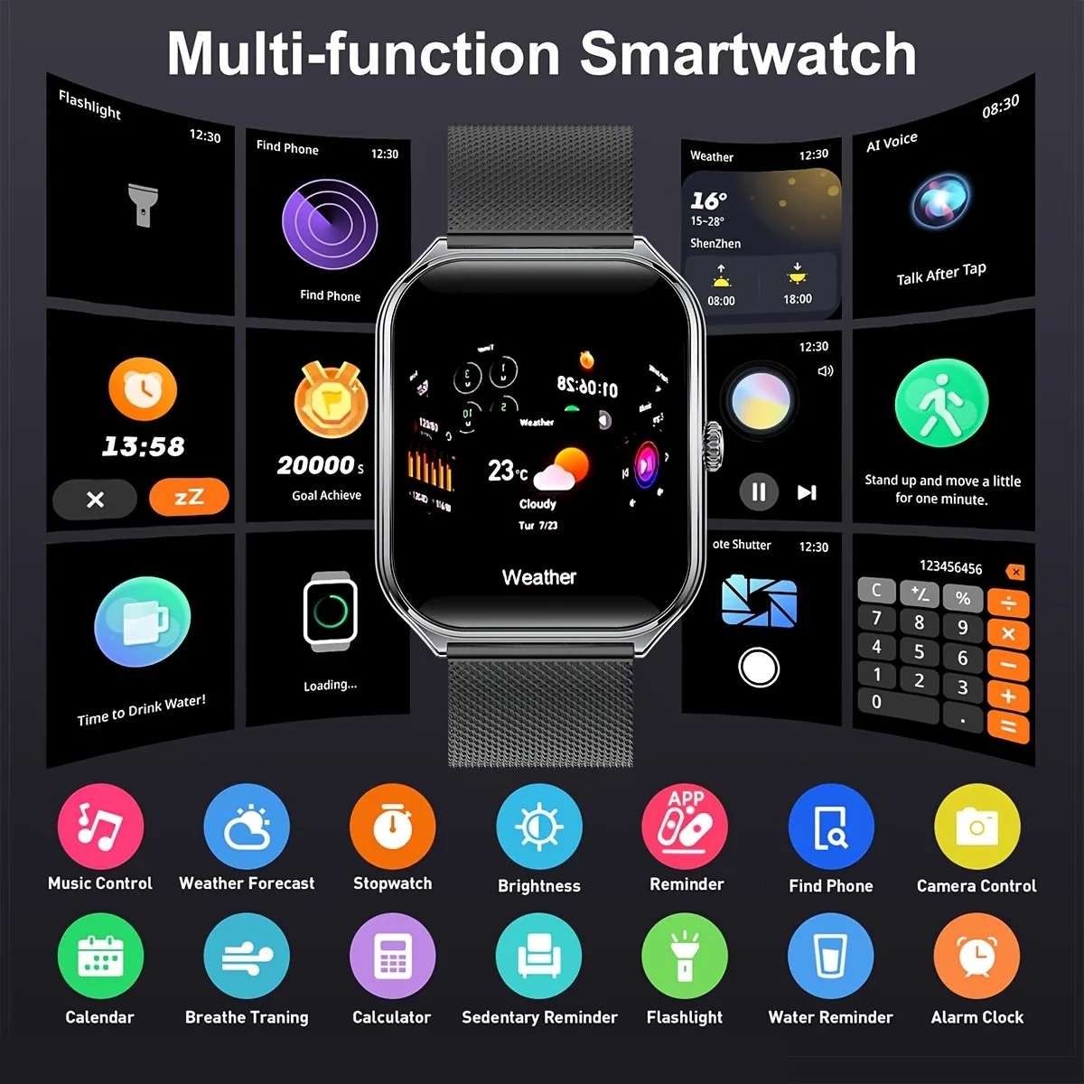 New Slim Outdoor Fashion Men Smartwatch Women's Bluetooth Call Waterproof Sports Fitness Watch Healthy Women's Smartwatch Men's 6