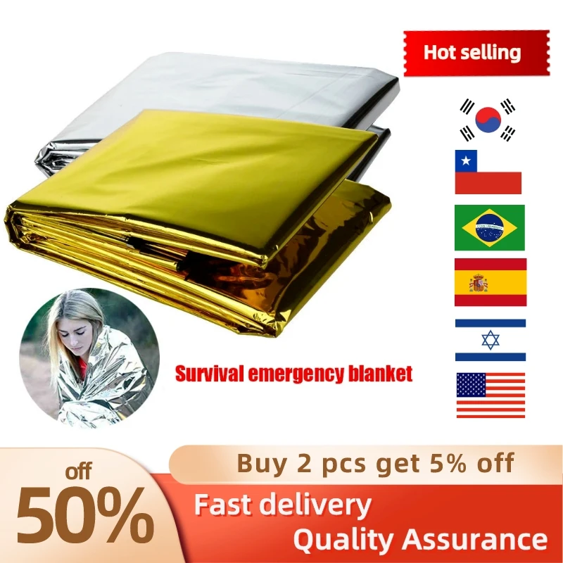 

Emergency Blanket Outdoor Survive First Aid Military Rescue Kit Windproof Waterproof Foil Thermal Blanket for Camping Hiking Hot