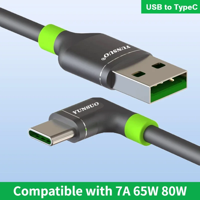 Gomito Usb C Tipo C 7A 65W 80W 90 Gradi Type-C Oppo Vivo Telefono 10Cm 25Cm 50Cm 1M Cavo Di Prolunga Per Trasmissione Dati A Ricarica Rapida