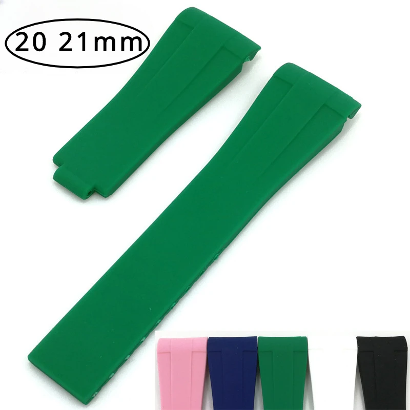 Orologi Accessori 20Mm 21Mm Per Rolex Submariner Series Cinturino In Gomma Cinturino Uomo Cinturino In Silicone Fondo Uomo Verde Nero