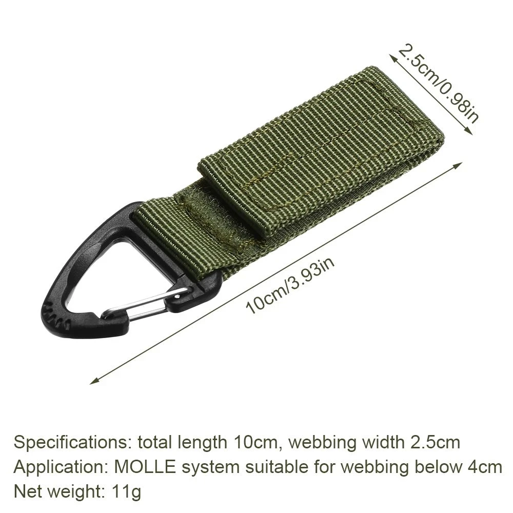 Carabiner Belt Clip Tactical Molle Webbing Clip Hanging Key Hook Clamp Nylon Ribbon Keychain Backpack Clasp