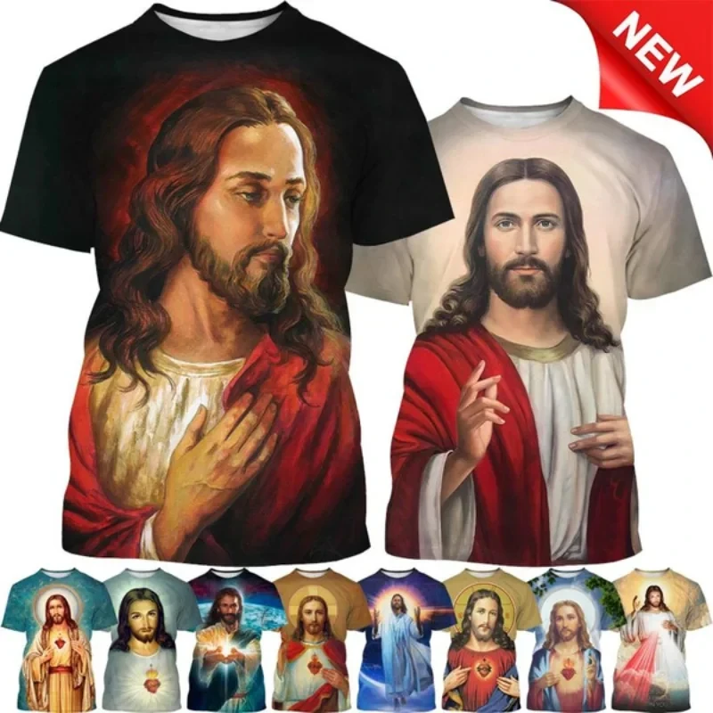 

New Summer 3D Jesus Print T Shirt Christian Graphic T-shirts Children Fashion Short Sleeves Faith Above Fear Tee Shirts Clothing