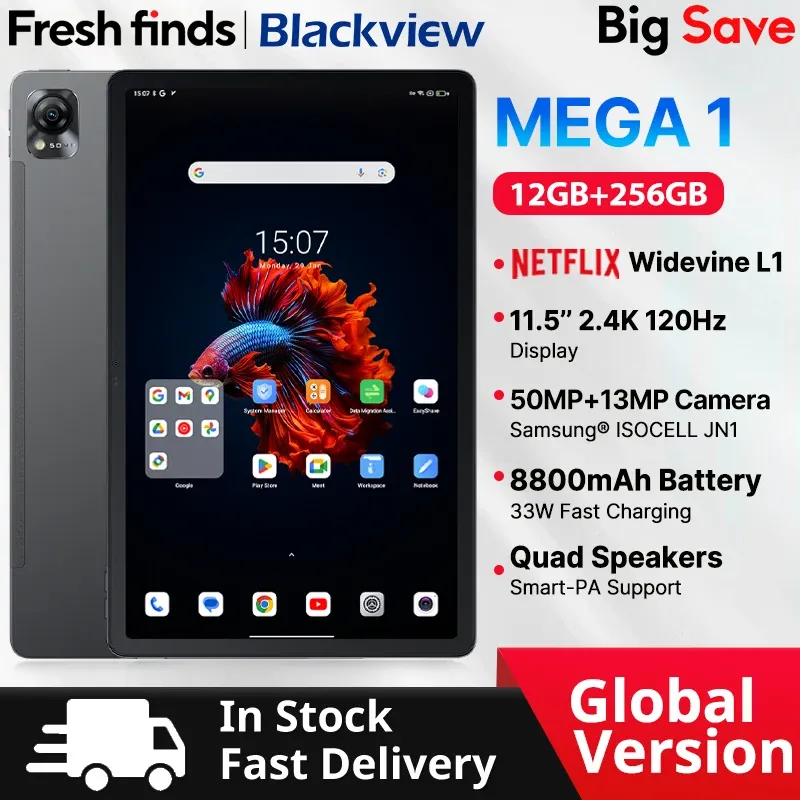 ãWorld PremiereãBlackview MEGA 1 Tablet 11.5 inch 2.4K 120Hz Display 12GB 256GB 8800mAh 50MP+13MP Camera 33W Fast Charging