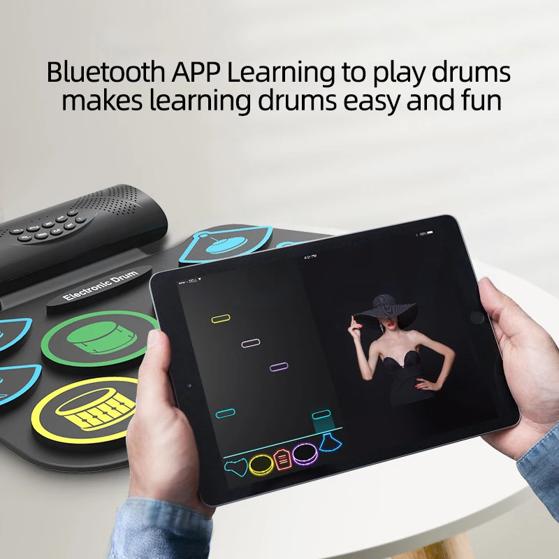 MD862M Electronic Drum Electronic Roll Up MIDI Drum Kit with Drumsticks & Power Supply Dropshipping 483&times;324mm portable drum pad virtual drum kit