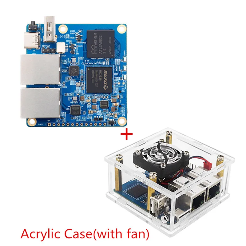 Laranja Pi-dual Gigabit Ethernet Gateways Openwrt Placa de Desenvolvimento Led Shell de Metal Roteamento Suave Rockchip Rk3328 r1 Plus Lts 1gb - Imagem 3