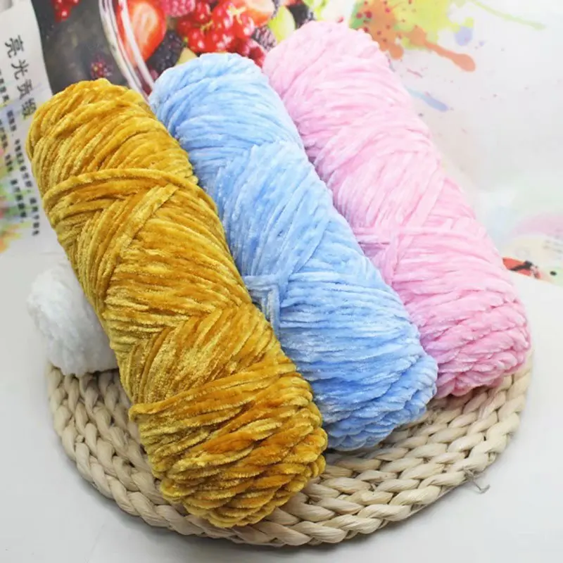 Plush Yarn Soft Chenille Yarn for Knitting DIY 100% Polyester  Velvet Yarn Amigurumi Accessories  1 Skein 100g 130M 6