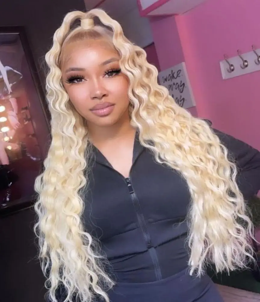 

Full brazilian 40 inch deep wave 613 ash blonde kinky curly prepluck wigs 13x6 hd lace frontal human hair wig for women on sale
