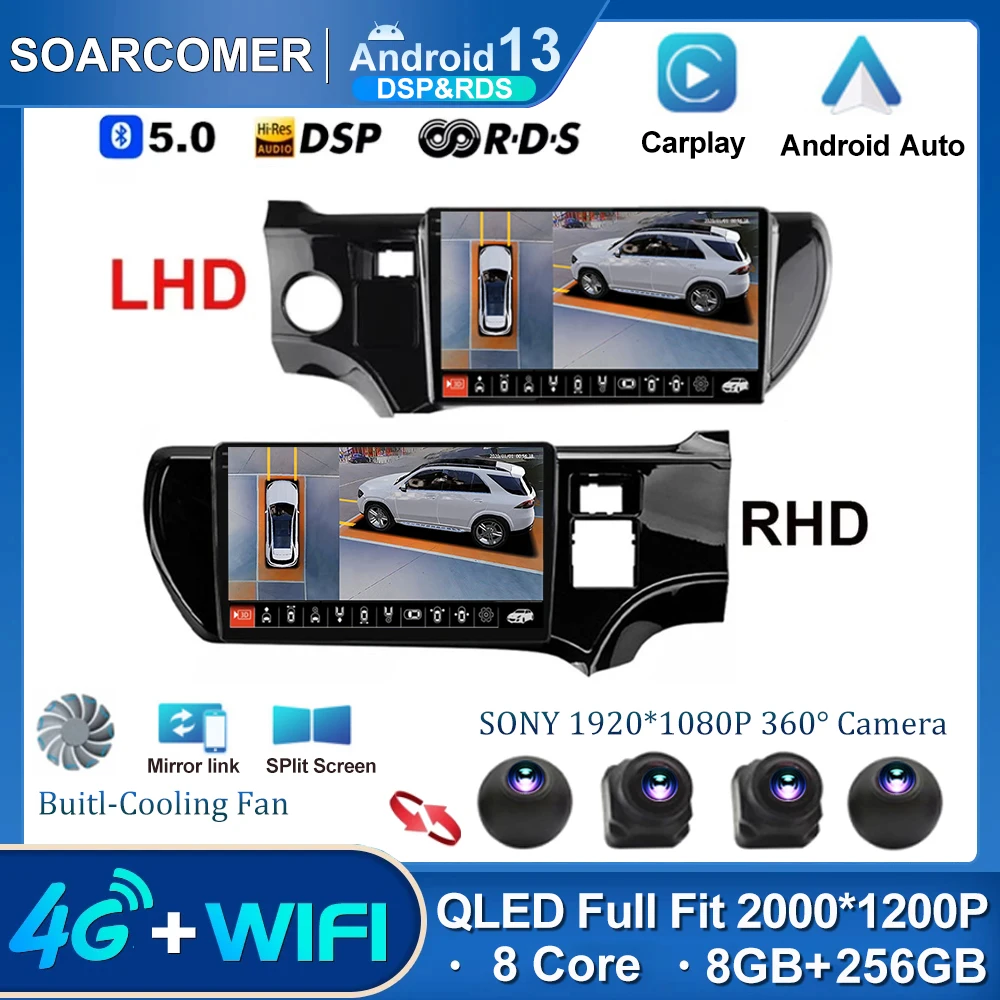 

Android 13 For Toyota Aqua 2011-2017 Car Radio Multimedia GPS Stereo BT Autoradio CarPlay SWC HU 2Din Dvd Navigation Wireless