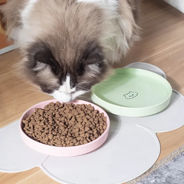 Ceramic Tableware for Cats Plates Feeders Cartoon Puppy Pet Food Bowl Shallow Mouth 2