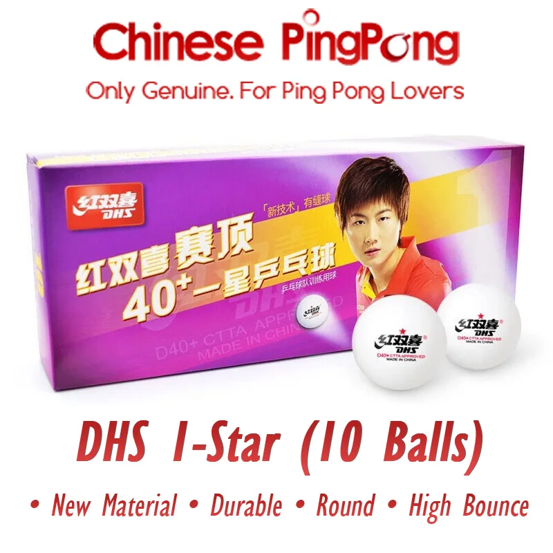 DHS D40+ Table Tennis Ball 10 Balls 1-Star Durable ABS New Materila Training Ping Pong Balls table tennis balls