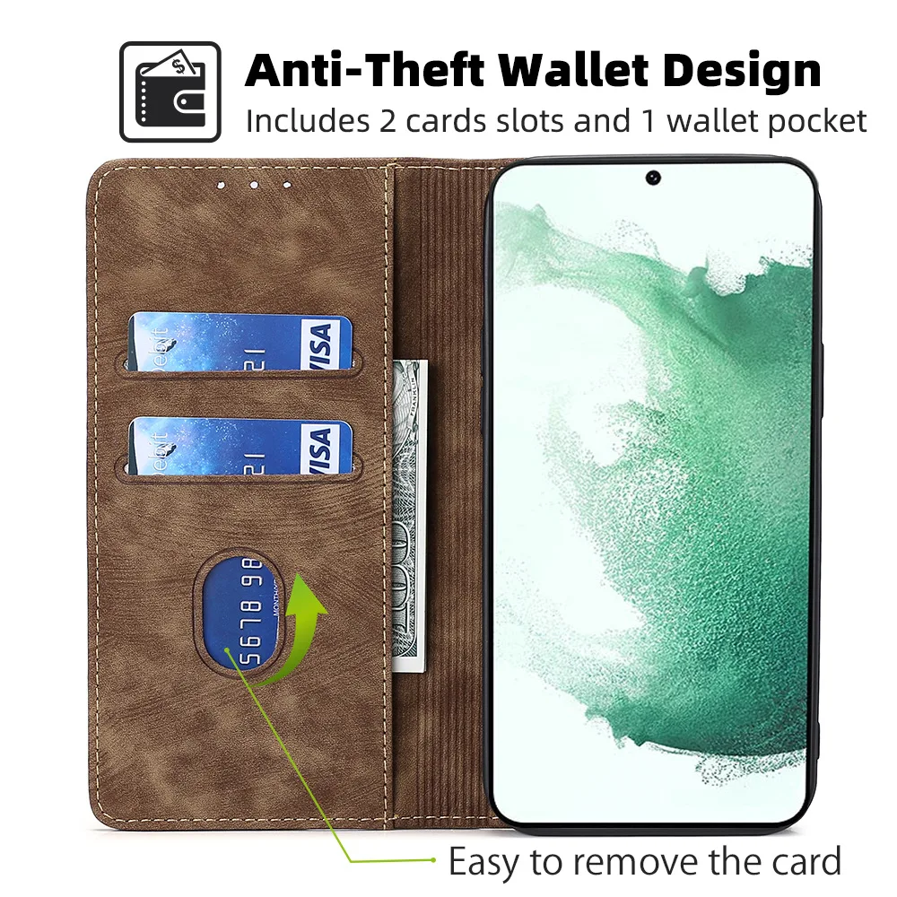 Magnetic Flip Wallet Case - Premium Soft PU Leather Phone Cover