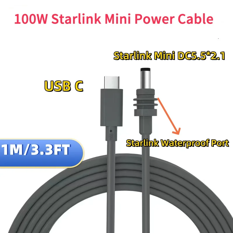 Starlink Mini Cable USB C to DC Power Cable 100W PD 1M Starlink Mini Waterproof Charging charging cable usb charging cable