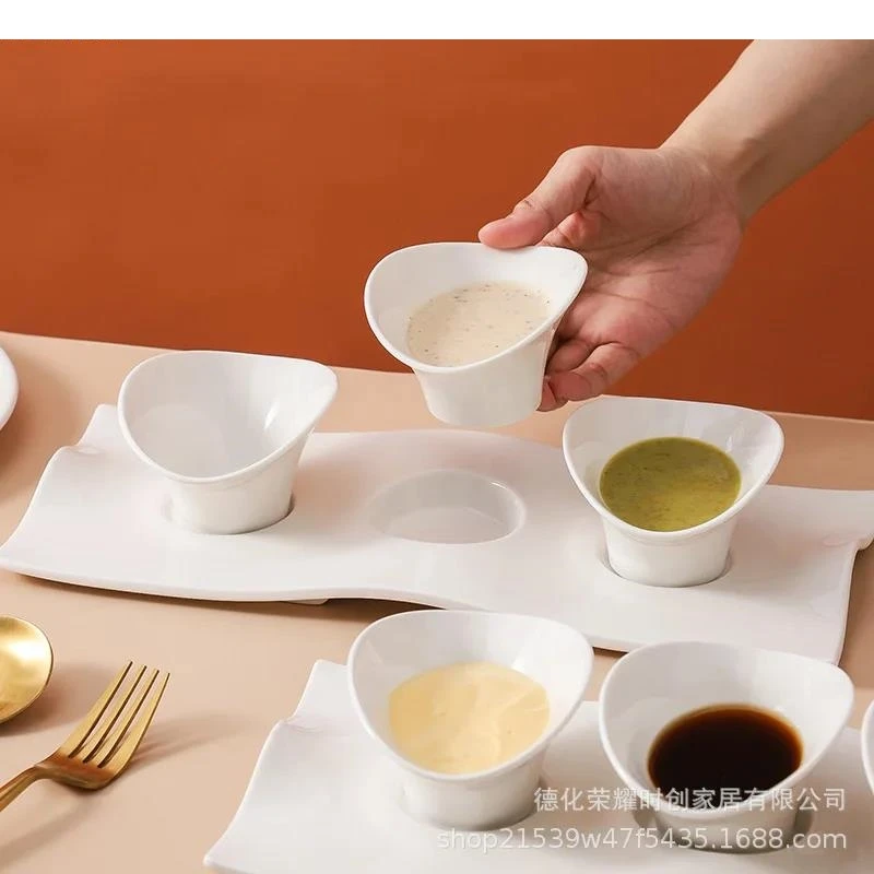 Solid Color Irregular Tableware Set Restaurant Dessert Sushi Bowl Soup Dipping Plate Molecular Cuisine Specialty