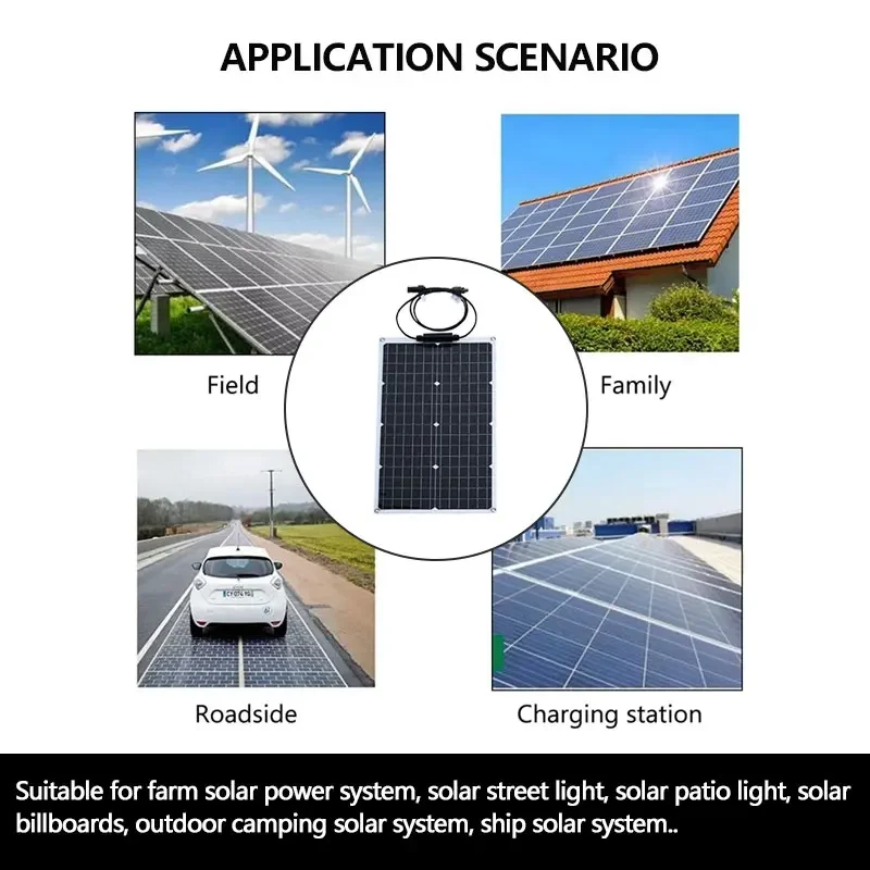 Système d'Massage Solaire 2000W 110V/220V 4000W, Onduleur de Panneau Solaire en Verre 12V, Contrôleur de Charge de Batterie pour Usage Domestique/Extérieur