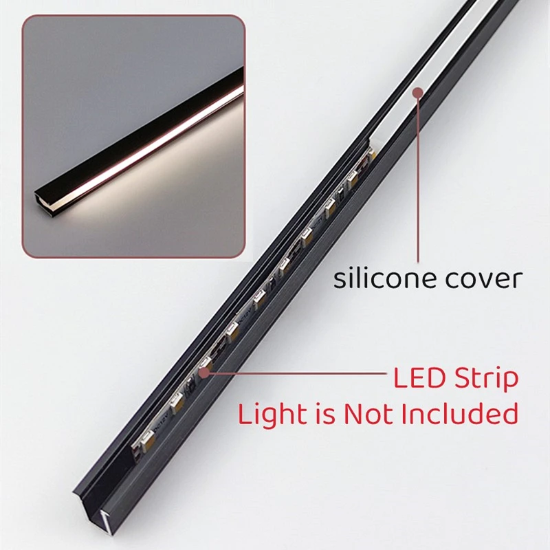 Mini ultra-cienki szafka LED profile aluminiowe Strip lampa wpuszczany niewidoczny kanał mleczny dyfuzor szafa półka Panel kolumna świetlna
