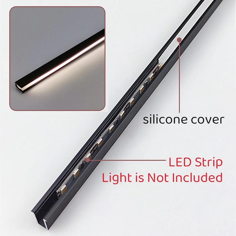 Mini Ultra-thin LED Cabinet Aluminum Profiles Strip Lamp Recessed Invisible Channel Milky Diffuser Closet Shelf Panel Bar Lights