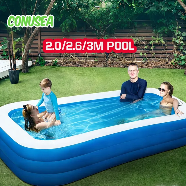 Large Pool For Adults Children Family 2/2.6/3M Inflatable Swimming Pool Child baby Rectangular Pvc Outdoor Water Games Toy kids