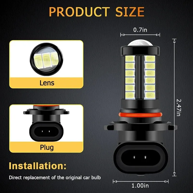 LED Light 2pcs 12-24V H7 H4 H11 5730 Chips 33smd LED Bulbs Car Driving Light