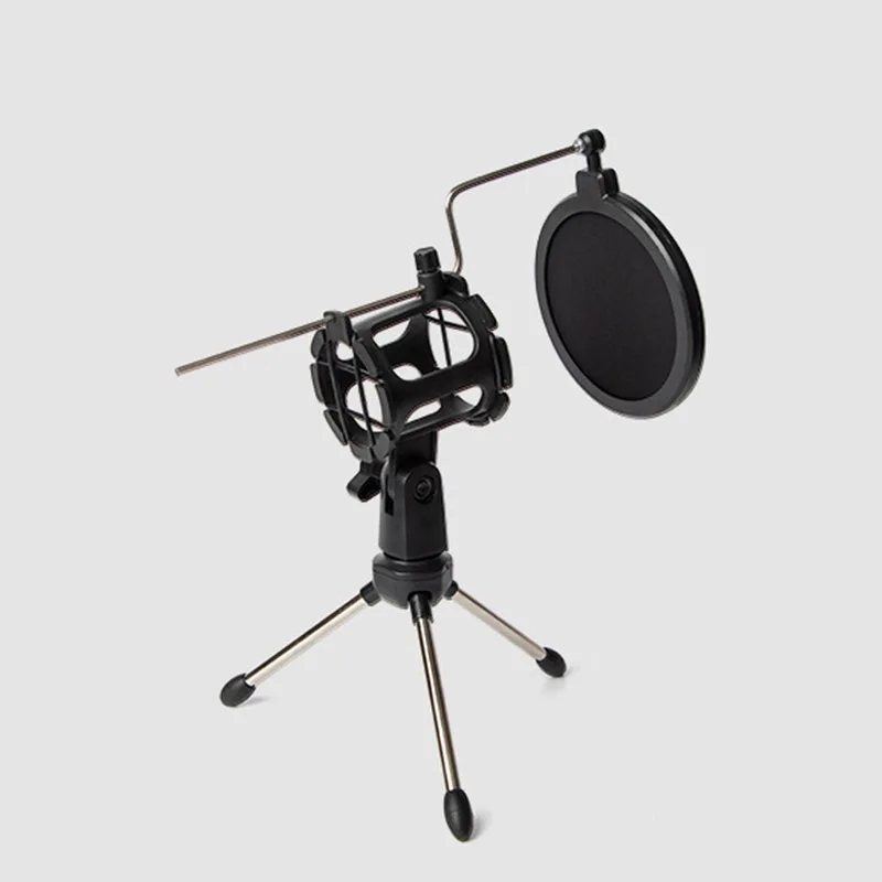 Adjustable Microphone Stand Desktop Tripod for Computer Video Recording with Mic Windscreen Filter Cover microphone stand