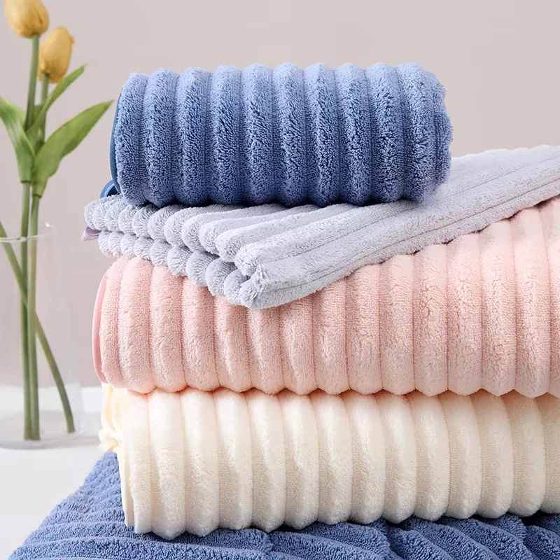 Coral fleece towel, large bath towel, thickened face towel, household quick drying, absorbent, soft and non shedding towel 2