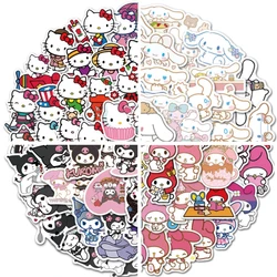 Autocollants mignons Kawaii Hello kitty, étiquette Kawaii, dessin animé Sanrio My Melody, pour étui de téléphone portable, jouets pour enfants, 50 pièces 