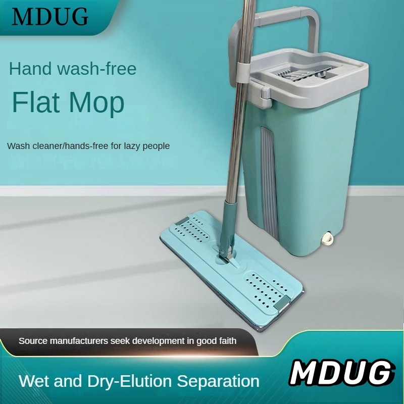 Flat Squeeze Mop com balde, Wringing Floor Cleaning, Microfiber Pads, uso molhado ou seco em madeira laminado, mÃ£o livre