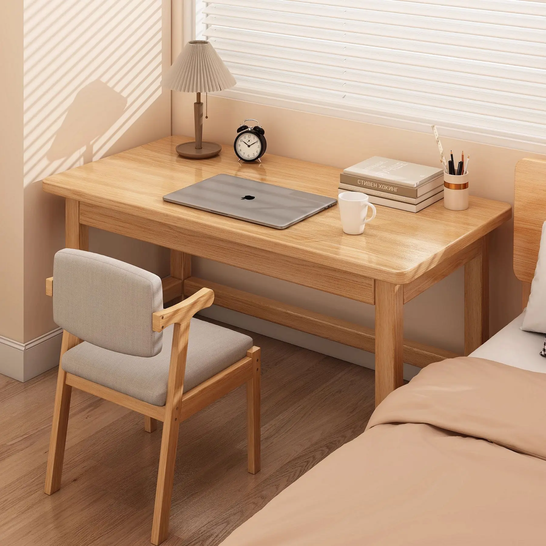 Modern Solid Wood Computer Desk Student Study Double Household Table Home Office Table Bedroom Student Study Writing Desk