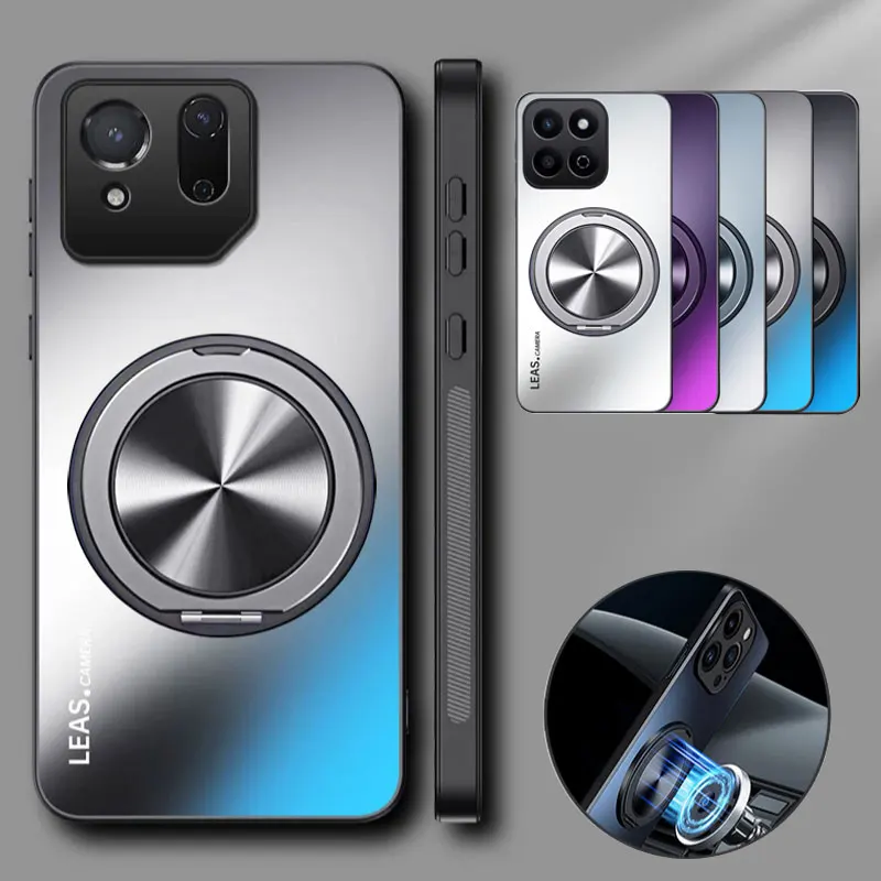 Magnetic Shockproof Matte Phone Case with Stand and Bumper Protection