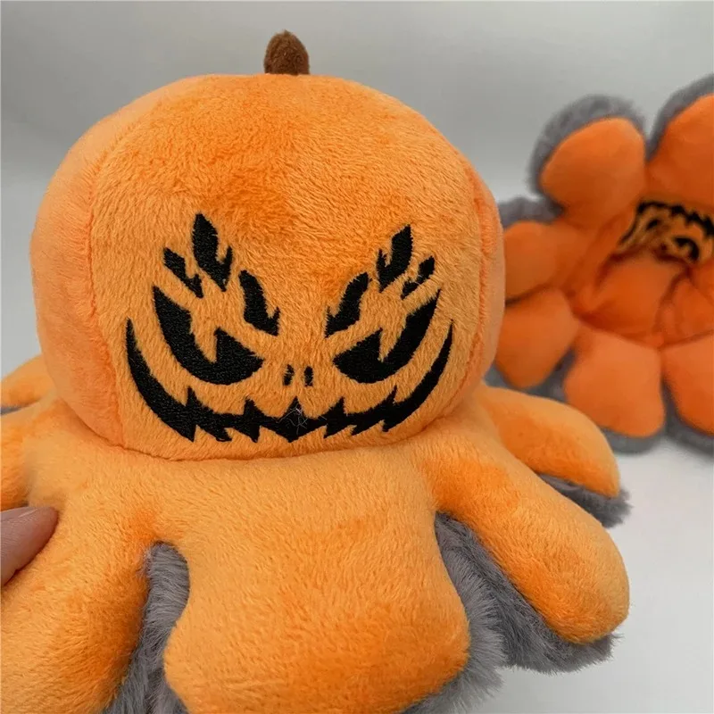 Halloween Pumpkin Octopus Plush Doll Flip Two Sides Plush Toy cute