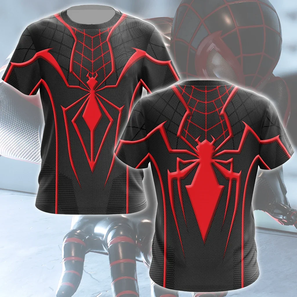 thumbnail image 1 of MINISO Marvel Superhero Spider-Man Camisetas de cuello redondo y manga corta con estampado 3D de Spider-Man súper transparente para hombres y mujeres, 1 of 4