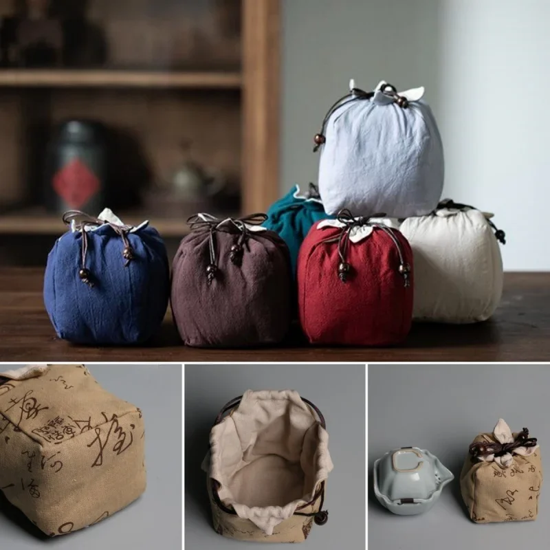 Thickened Cotton Storage Bag Ceramic Covered Bowl Teacup Travelling Drawstring Bags Multi-functional Medium Teapot Cloth Pouch storage bags