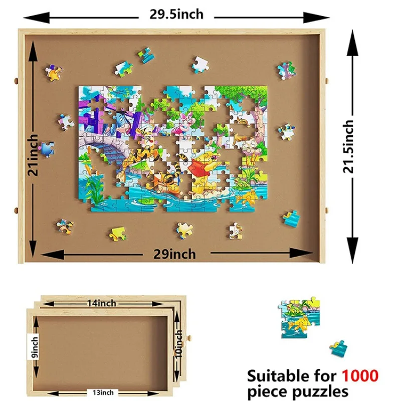 Wooden Puzzle Table with Drawers - Perfect for 1000 Piece Puzzles and Fidget Toys 4